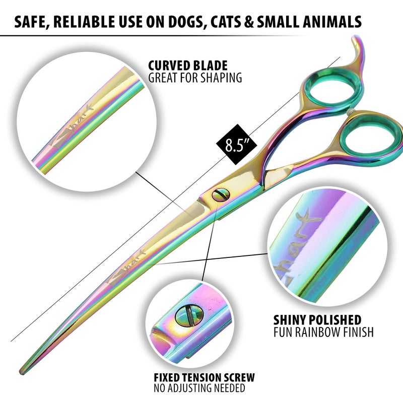 Sharf Rainbow 8.5 Inch Curved Dog Grooming Scissors - Trusted Brand - Premium Steel Professional Dog Grooming Scissors - Ergonomic Design - Image 3